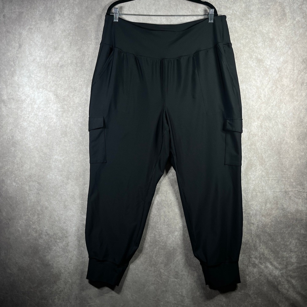 Old Navy Active Powersoft Pants Womens Size 2X Black Jogger High Rise Go-Dry